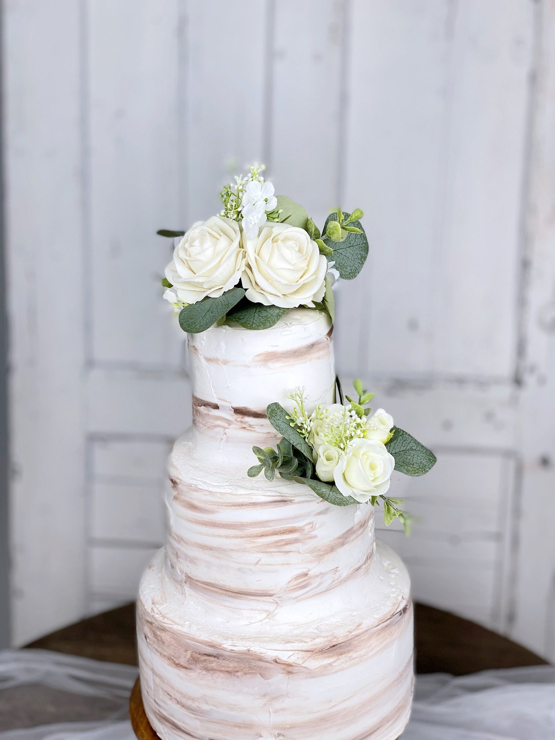 Set of 2 Wedding Cake Topper Floral Cake Decoration Cake - Etsy