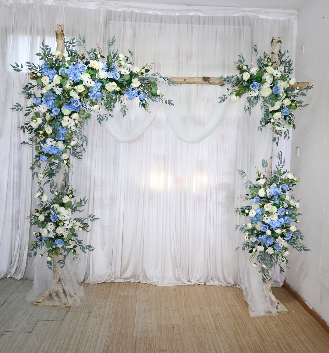Dusty Blue and White Rose Greenery Wedding Archway Flower, Large Wedding  Corner Swag, Wedding Backdrop, Silk Arch Flowers - Etsy, image size:1080x1158