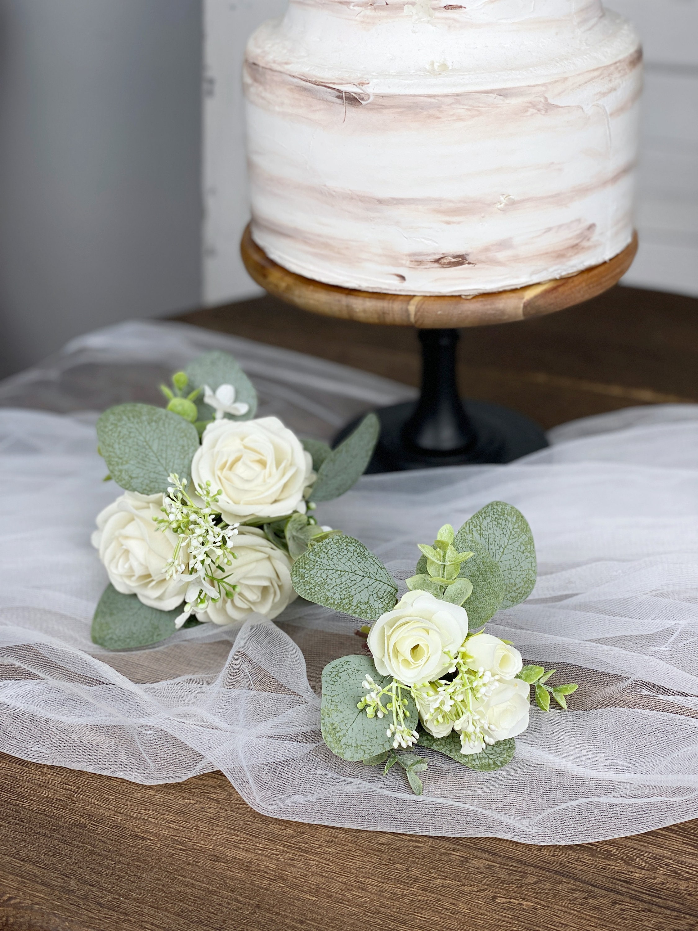 Topper per torta a forma di fiore di seta, Topper per torta di eucalipto, Topper per torta, Topper per torta a forma di fiore, Topper per torta nuziale, Fiore di pampa, Topper