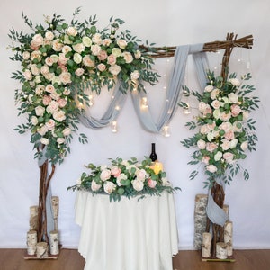 Peach, Blush and Ivory Flower Arch for Wedding, Peach Wedding Corner Swag, Swag for Arch, Wedding Backdrop, Arbour Gazebo Flowers