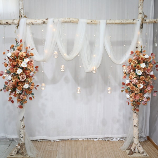 Ivory, Terracotta, Toffee Autumn Fall Wedding Flower for Rectangle Arch, Wedding Flowers for Round Arch, Wedding Backdrop