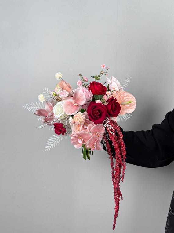 Bouquet Da Sposa Con Rose Artificiali In Seta A 4 Teste Per La