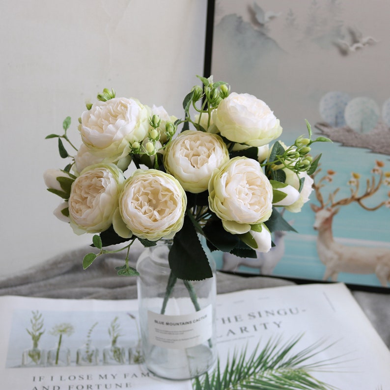 5 Heads 2.4 Artificial Peony Bunch High Quality Etsy Canada