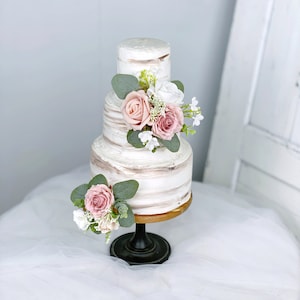 Set di 2 topper per torta nuziale, decorazione floreale per torta, fiori topper per torta, fiori per torta rosa antico e rosa antico, matrimonio Boho