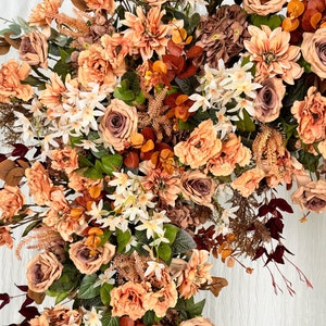 Brown,Peach,Terracotta,Dusty,Rust Orange Autumn Fall Wedding Flower Garland for Rectangle Arch, Wedding Flowers for Swag, Wedding Backdrop image 5