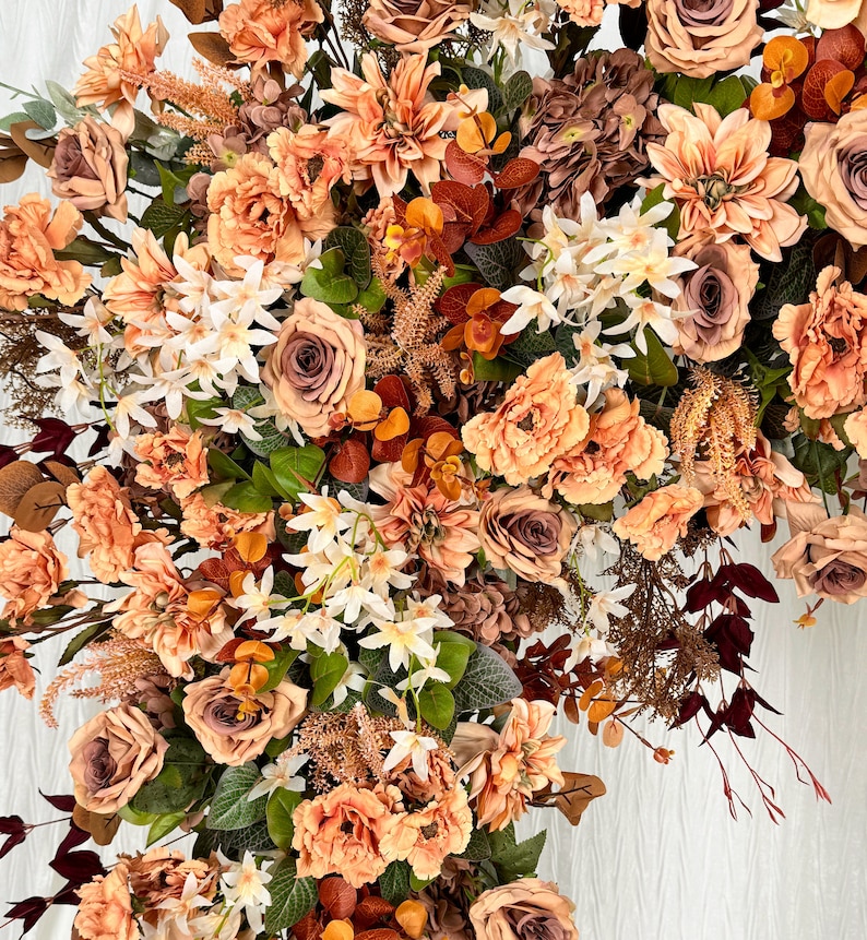 Brown,Peach,Terracotta,Dusty,Rust Orange Autumn Fall Wedding Flower Garland for Rectangle Arch, Wedding Flowers for Swag, Wedding Backdrop image 5