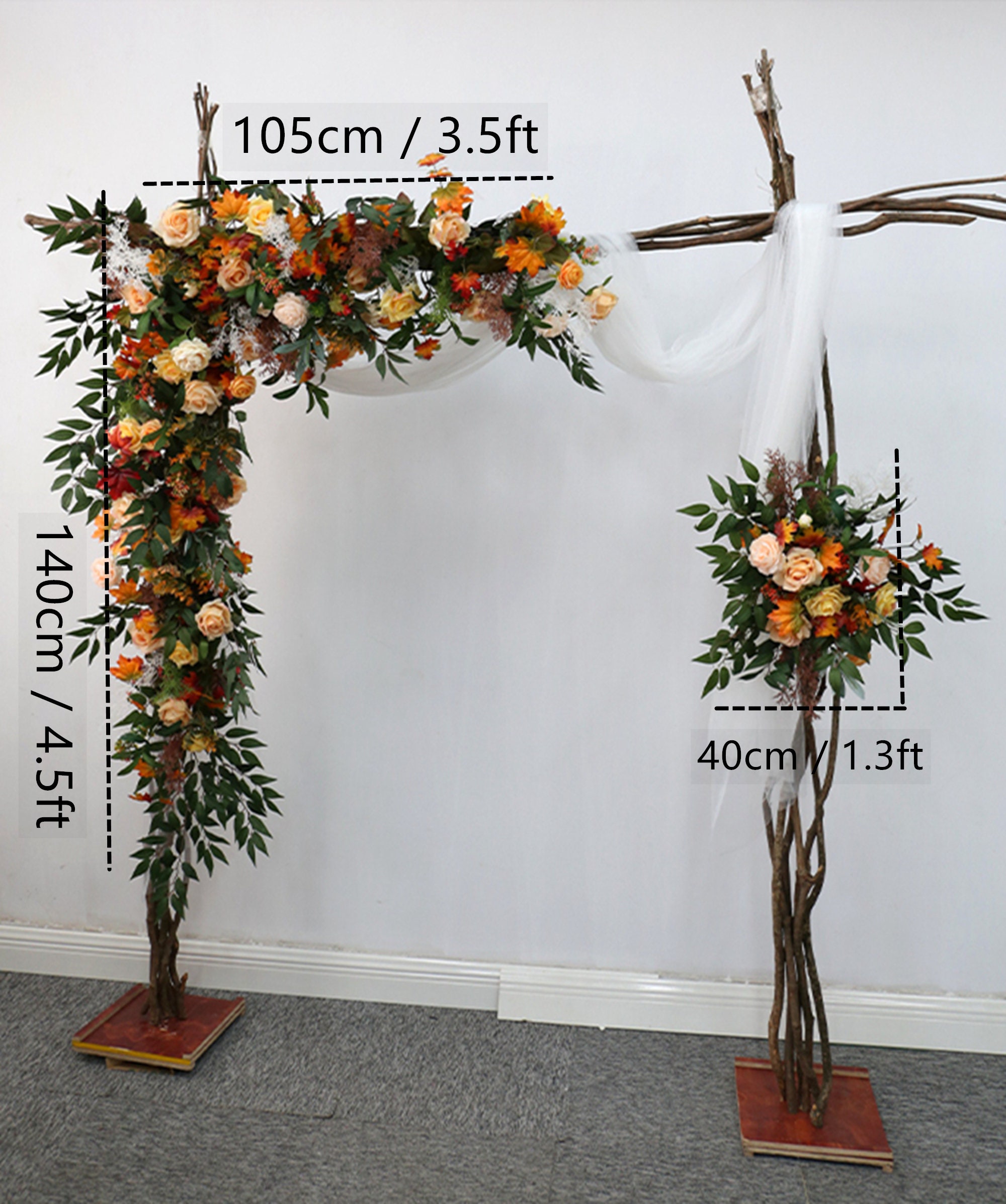 Peachrust Orange Yellow Rose and Maple Greenery Autumn Fall - Etsy