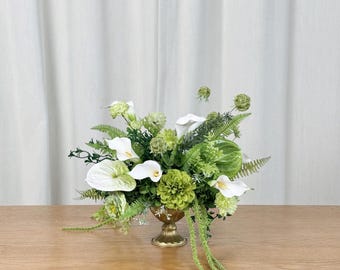 Calla Lily Anthurium Low Table Centerpiece, Morden Bridal Trend Wedding Decor, Winter Dinning Table Decoration