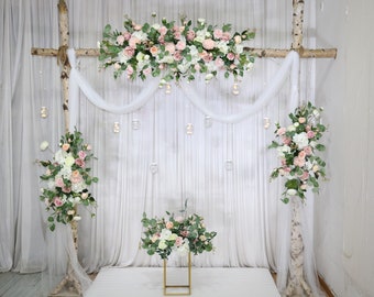 Dusty Pink,Blush and White Wedding Archway Flower, Wedding Swag for Arch, Wedding Backdrop, Arbour Gazebo Flowers