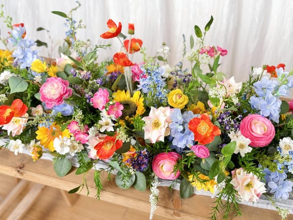 Wildflowers Table Runner, Fireplace Decor, Wildflowers Head Table