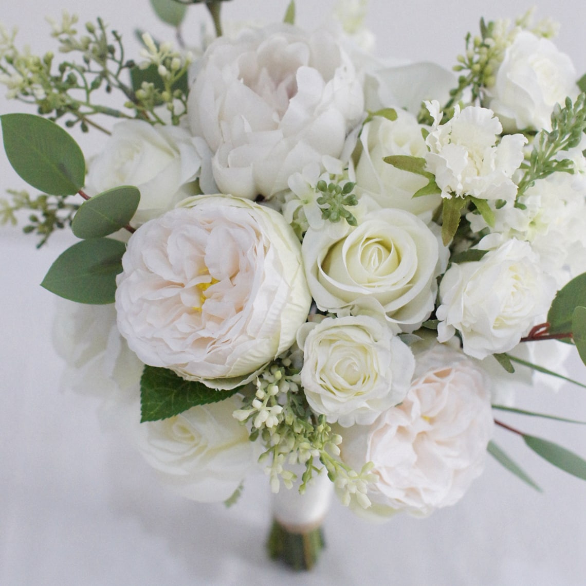 White Rose Bridal Bouquet Elopement Wedding Bouquet Rustic - Etsy
