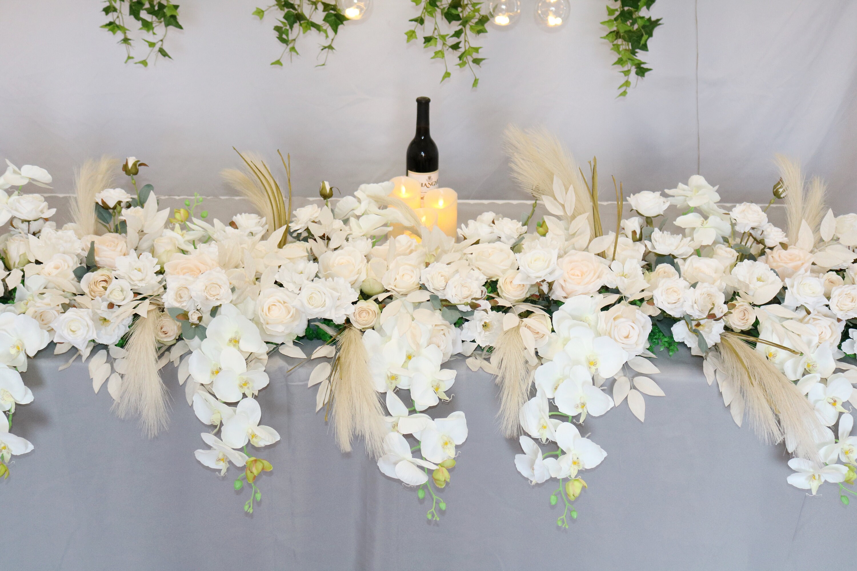 Pampas Grass Boho Wedding Table Runner Ivory Beige Table Etsy Hong Kong