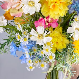 Wildflower Bridal Bouquet, Colorful Wedding Bouquet, Boho Flower Bouquet, Design in Sunflowers, Daisies, Dahlia and Ranunculus image 3