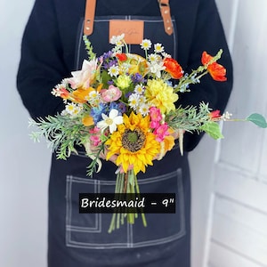 Wildflower Bridal Bouquet, Colorful Wedding Bouquet, Boho Flower Bouquet, Design in Sunflowers, Daisies, Dahlia and Ranunculus image 7