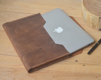 Apple Macbook Air スリーブケース、クレイジーホースレザー Macbook Air レザーバッグ、パーソナライズされた Macbook 12 インチ キャリングカバー、ハンドウォレットケース、ギフト