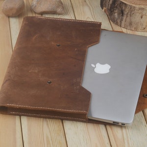 Housse pour MacBook Pro, étui de transport professionnel en cuir pour Macbook Crazy Horse en cuir, portefeuille personnalisé pour Apple Macbook Pro 13/15, porte-documents