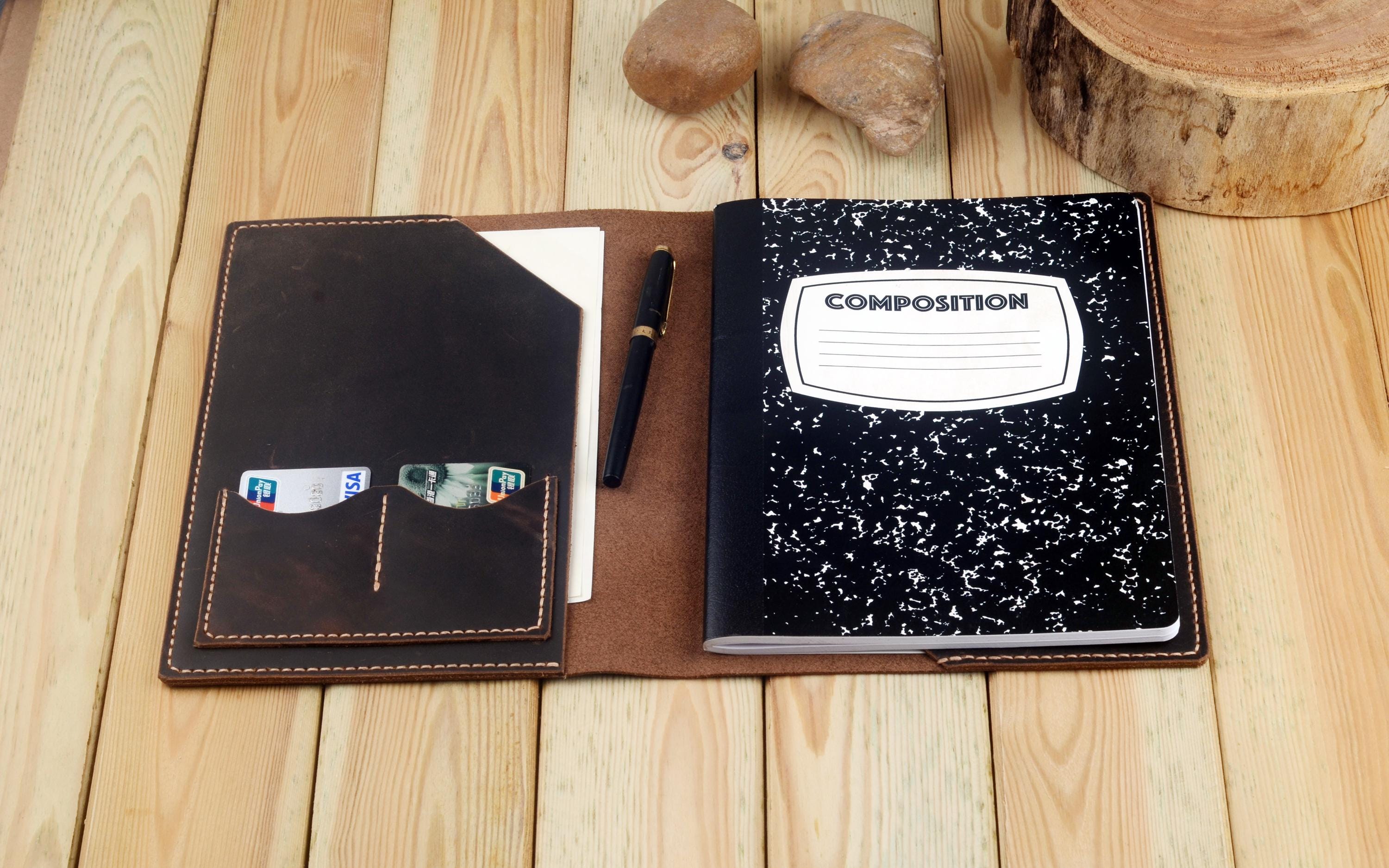 Leather Composition Notebook Cover With iPad Mini,personalized Notebook ...