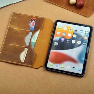 Leder iPad mini Sleeve Cover, iPad mini Leder gefaltet Folio Protect Case, personalisierte iPad mini Reisen trägt Portfolio, Leder Geschenk