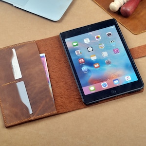 Custodia in pelle per iPad mini, custodia da viaggio in pelle per iPad mini con funzione permanente, custodia sottile Folio, personalizzazione in pelle Crazy Horse