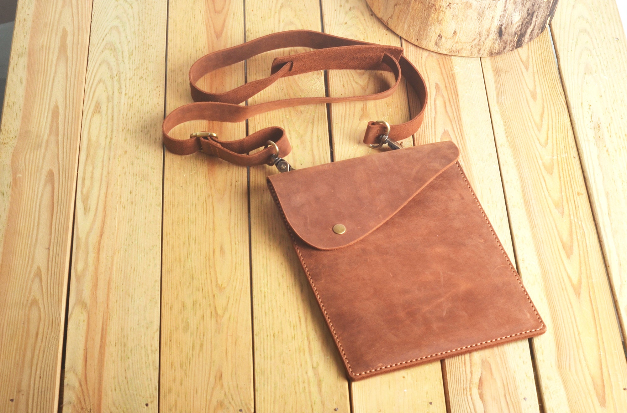 Replacement stripped slim handbag strap with carabiner slide hook in dark  brown and tan brown with 1 width