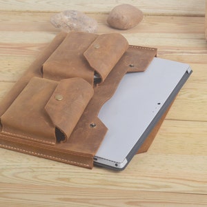 Borsa con custodia per libro Surface, custodia portfolio in pelle per libro Surface con caricatore e mouse, custodia sottile in pelle per Microsoft Surface, regalo