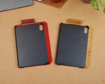 Leather iPad mini Insert Holder for 6-rings A5 Binder Cover in Crazy Horse Leather