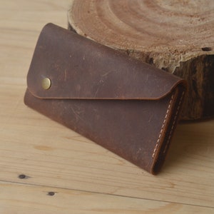 Bolso tipo billetera de cuero para iPhone, Estuche rígido de cuero Crazy Horse para teléfono celular con 2 teléfonos, Funda de transporte para bolsa de embrague para iPhone, Monedero para iPhone, Regalo