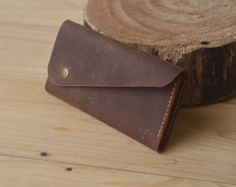 iPhone Leather Wallet Bag,Cell Phone Hard Crazy Horse Leather Case with 2 Phones,iPhone Clutch Pouch Carrying Cover,iPhone Purse,Gift