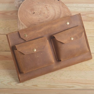 Valigetta in pelle per MacBook Air, borsa da lavoro da trasporto con custodia in pelle per MacBook da 12 pollici con caricatore, copertina per MacBook personalizzata, custodia a portafoglio