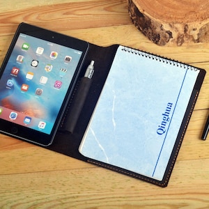 Funda para iPad mini con bloc de notas A5, funda protectora de cuero para iPad mini 4, funda personalizada para cartera de viaje para iPad mini