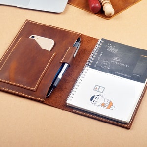 Leather A5 Personalized Cover,Genuine Leather Portfolio Folio,B5 Refillable Case,Planner Folio Note Pad Cover,Crazy Horse Leather
