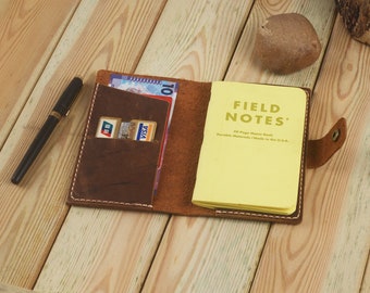 Feld Notizen Leder Einband, Memo Buch Leder Ärmel Halter, Reisetasche Feld Notizen Hülle, Crazy Horse Leder Notizblock Folio