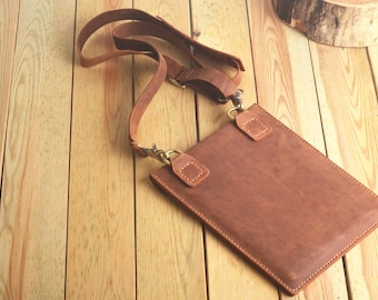 IPad Leather Sleeve Bag With Crossbody Shoulder Strap ipad Pro