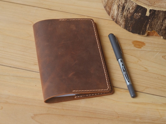Leather A6 Notebook Cover,Refillable Leather Writing Memo Note Pad Holder,Journey Notebook Portfolio,Business Record Writing Pad,Gift