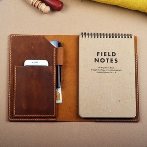 Leder Feld Notizen personalisierte Hülle, Steno Buch 6x9 Portfolio Hülle, A5 nachfüllbare Feld Notizen Hülle, Planer Folio Notizblock Abdeckung