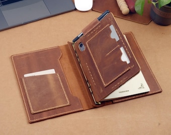 iPad mini A5 pärmfodral, iPad mini läderfodral till anteckningsblock, med avtagbar iPad mini, A5 pärm med 6 ringar, personligt resefodral för portfölj