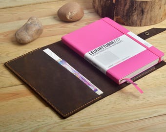 Leather A5 LEUCHTTURM1917 Cover,Personalized Leather Case,Travel Planner LEUCHTTURM1917 Holder,Crazy Horse Leather Journey Notepad Holder