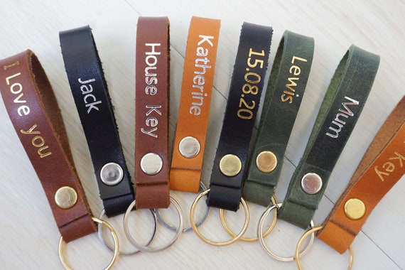 Personalised leather keyrings sale