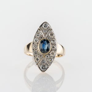0.40 ct Sapphire Ring with 0.50 ct Diamonds in Yellow Gold
