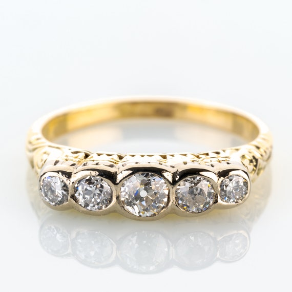 Antique ring 14k gold + platinum with diamonds Gem