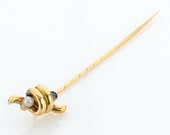 Antique hatpin (14k gold) with a sapphire and a pearl