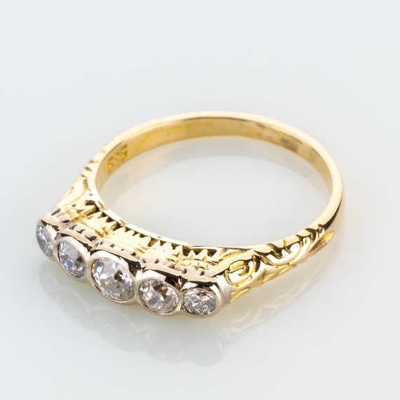 Antique ring 14k gold + platinum with diamonds Gem
