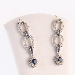 Earrings 14k gold with sapphires and diamonds