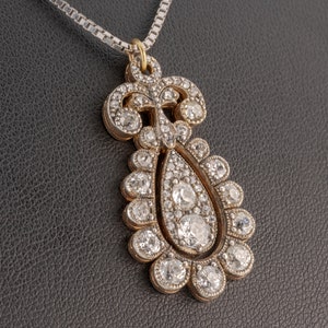 Pendant 14k gold + silver with diamonds