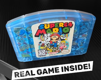 Custom Genuine Super Mario 64 (Nintendo 64, 1996) N64 Holo Clear Shell