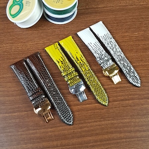 CUSTOM Lizard WATCH Strap, Lizard Watch STRAP Leather, Brown Exotic Leather Watch Strap Replacement Deployant Clasp Quick Release Pin Bars.