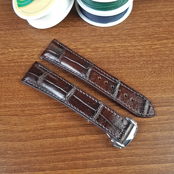 Replacement Brown Alligator Watch Band for Omega Custom Brown Leather Watch Strap With Clasp Brown Leather Watch Band for Omega Seamaster. Etsy