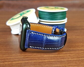 Blue Alligator Watch Band Strap Fits Apple Watch Iwatch, 100  display picture 1