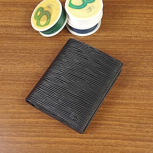 Aangepaste zwarte Epi-leren herenportemonnee, leren herenportemonnee met reliëf, aangepaste dubbelgevouwen volnerf lederen portemonnee, gepersonaliseerde cadeaus voor zoon.