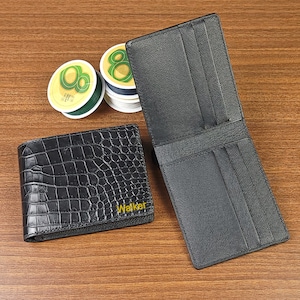 Cartera de piel de cocodrilo negra personalizada para hombre, cartera de piel en relieve para hombre, cartera plegable de piel de cocodrilo marrón personalizada, cartera personalizada para hombre.
